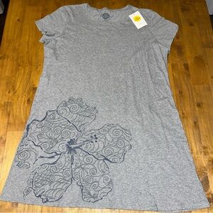 Life Is Good women's tshirt dress gray Hibiscus swirl size XL NWT